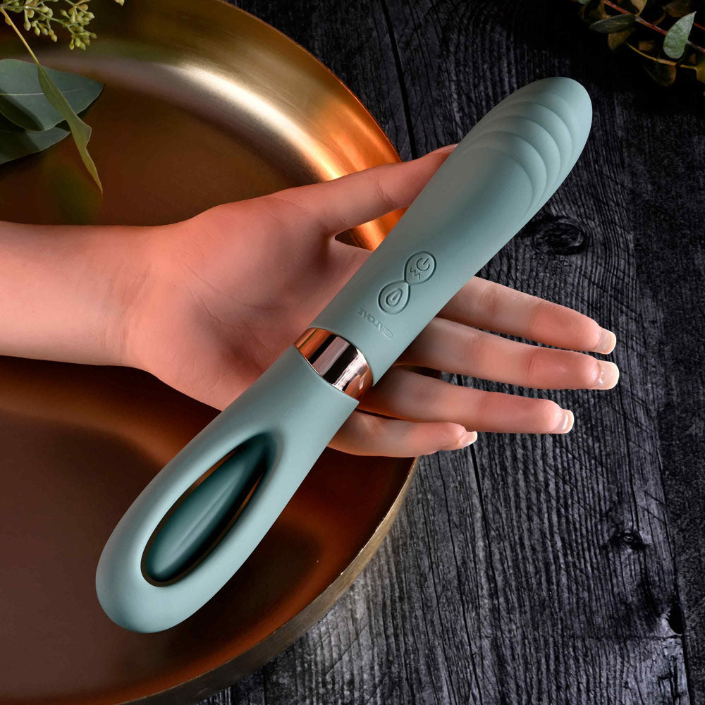 Evolved CHICK FLICK - Olive Green 24 cm USB Rechargeable Vibrator with Flicking Tip-EN-RS-4943-2