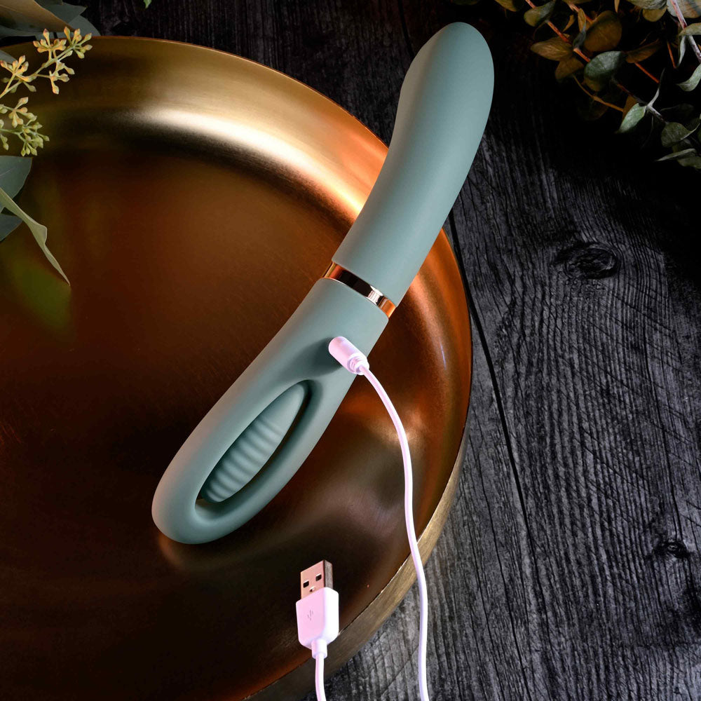 Evolved CHICK FLICK - Olive Green 24 cm USB Rechargeable Vibrator with Flicking Tip-EN-RS-4943-2