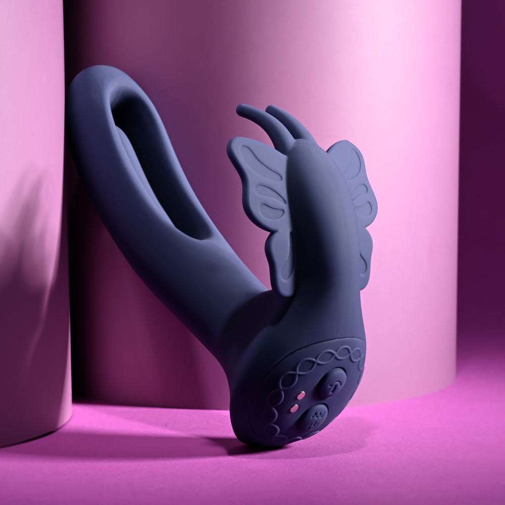 Evolved LORD OF THE WINGS - Purple 15.2 cm USB Rechargeable Flapping Vibrator with Butterfly Stimulator-EN-RS-4967-2