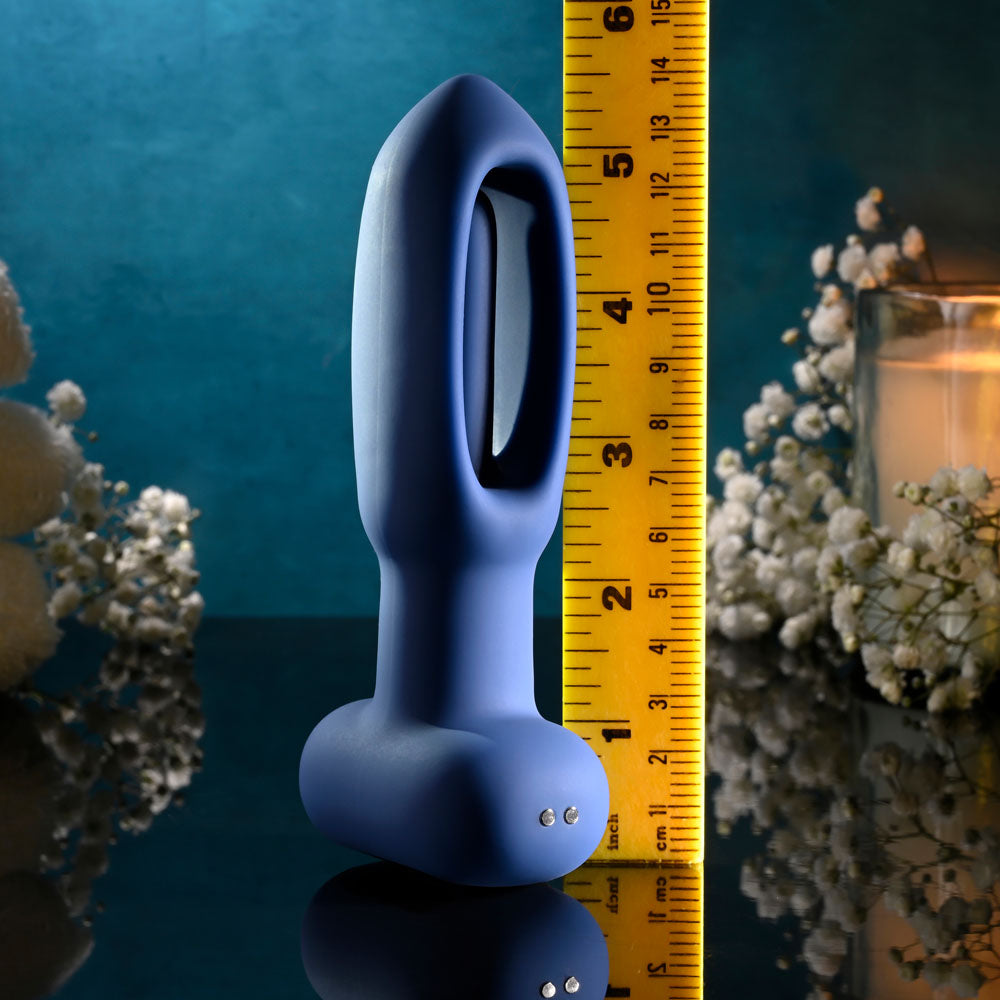 Evolved THE FLAPPER - Blue 14 cm USB Rechargeable Vibrating and Flapping Butt Plug with Remote-EN-RS-5445-2