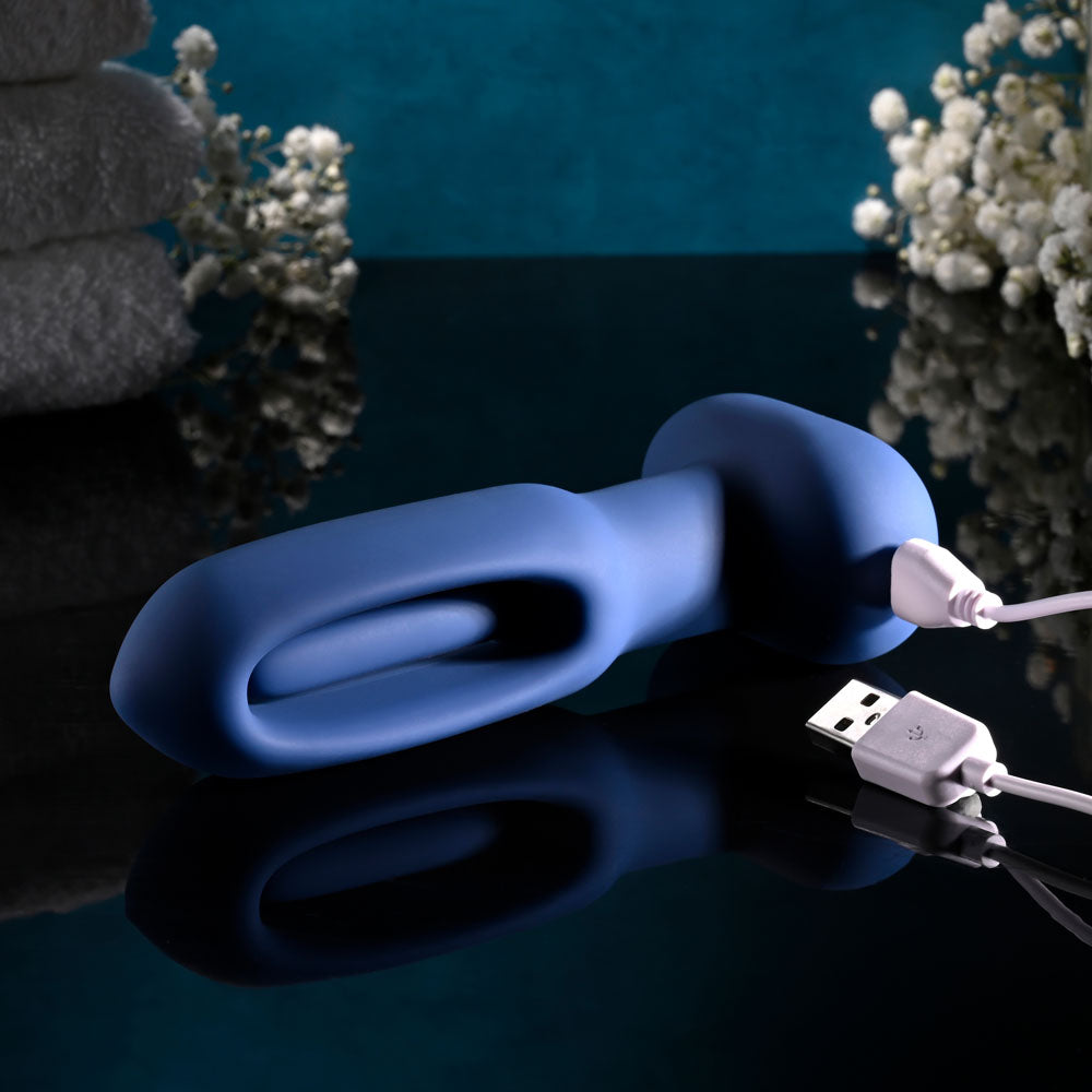 Evolved THE FLAPPER - Blue 14 cm USB Rechargeable Vibrating and Flapping Butt Plug with Remote-EN-RS-5445-2