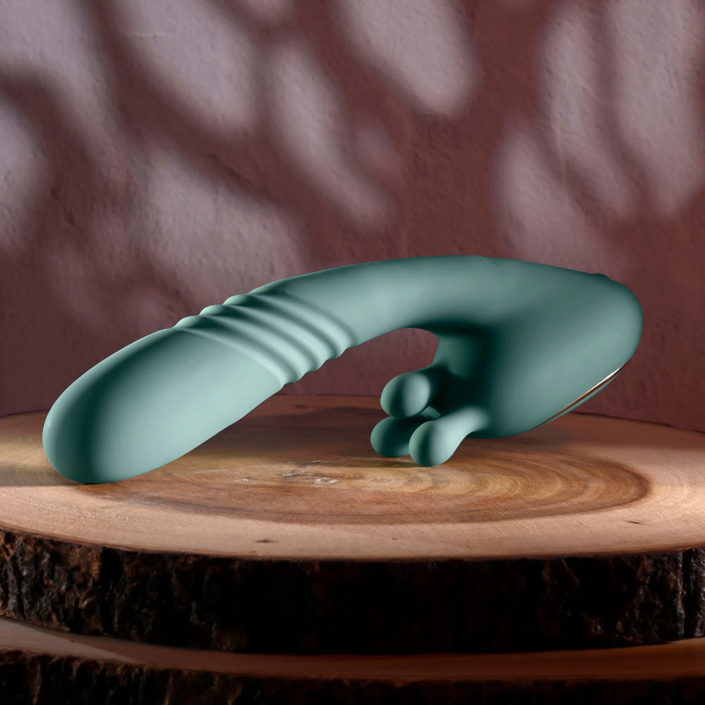 Evolved THRUST INTO ECSTASY - Green 21 cm USB Rechargeable Thrusting & Rotating Vibrator-EN-RS-5841-2