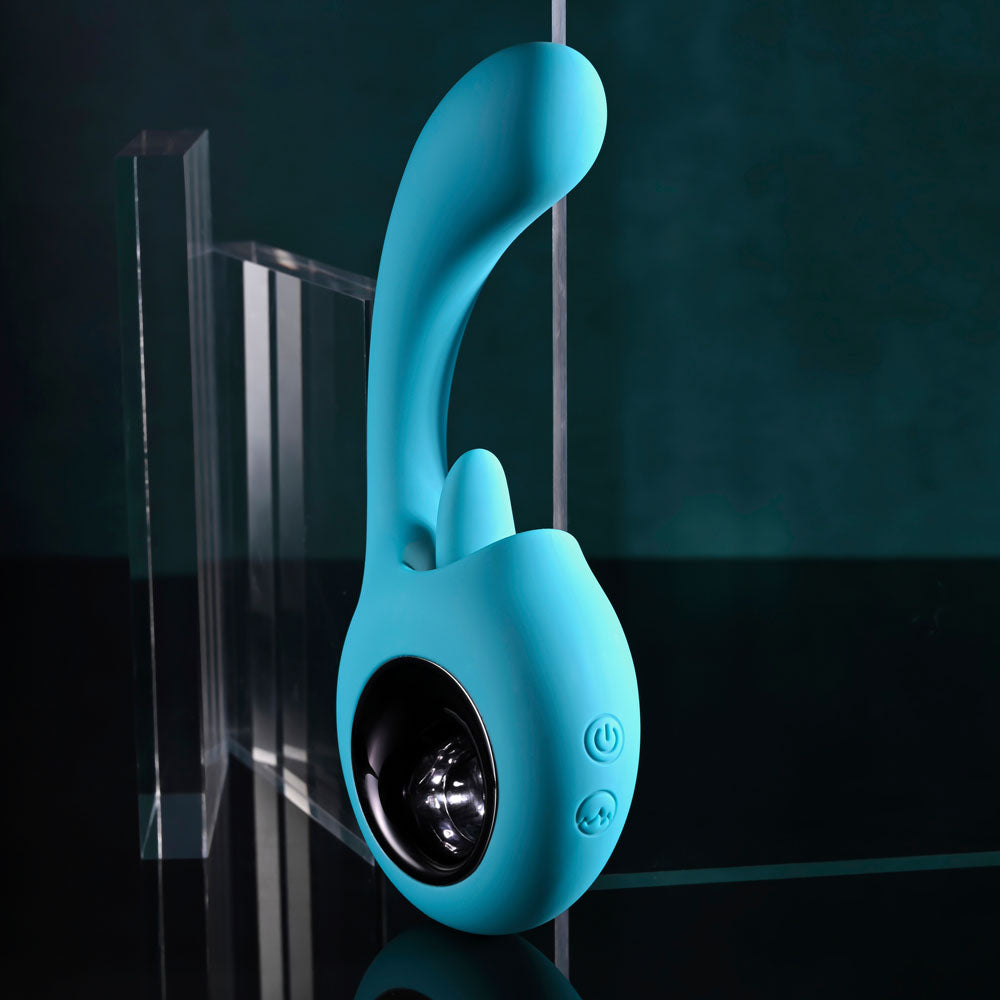 Evolved HOW MANY LICKS - Blue 17.8 cm USB Rechargeable Vibrator with Flicking Stimulator-EN-RS-5858-2