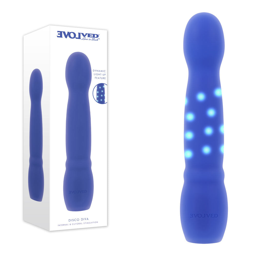 Evolved DISCO DIVA - Blue 20.9 cm USB Rechargeable Light Up Vibrator-EN-RS-6169-2