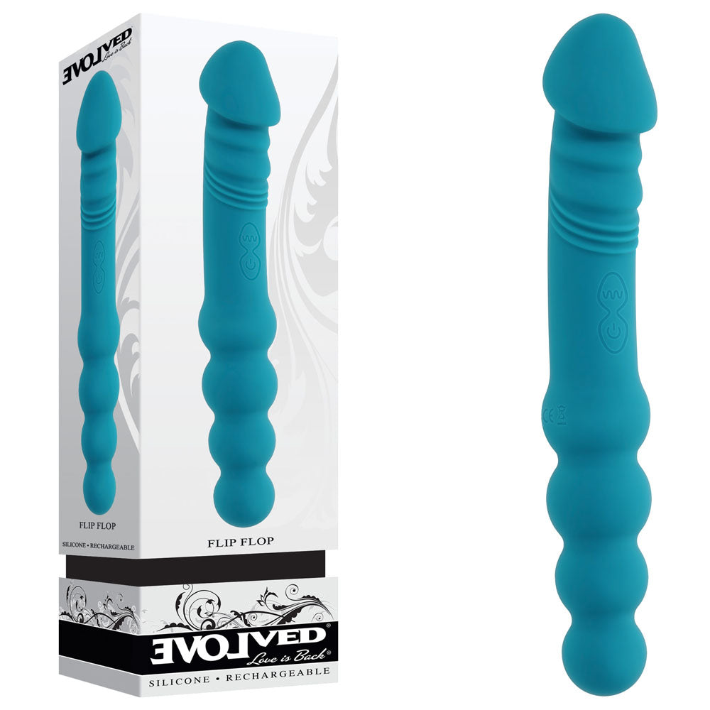 Evolved FLIP FLOP - Blue 23.1 cm USB Rechargeable Dual Ended Vibrator-EN-RS-6336-2