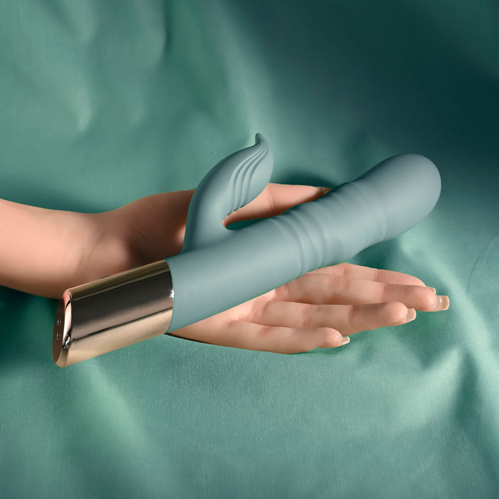 Evolved THE SHIMMY - Green USB Rechargeable Thrusting Rabbit Vibrator - EN-RS-6923-2