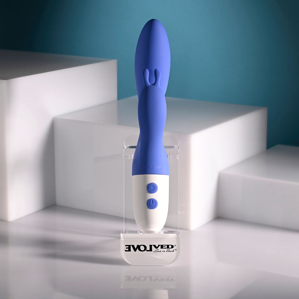 Evolved FUNNY BUNNY - Blue 20 cm USB Rechargeable Rabbit Vibrator - EN-RS-7296-2