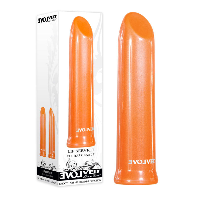 Evolved Lip Service - Orange 10 cm USB Rechargeable Lipstick Vibrator-EN-RS-7648-2