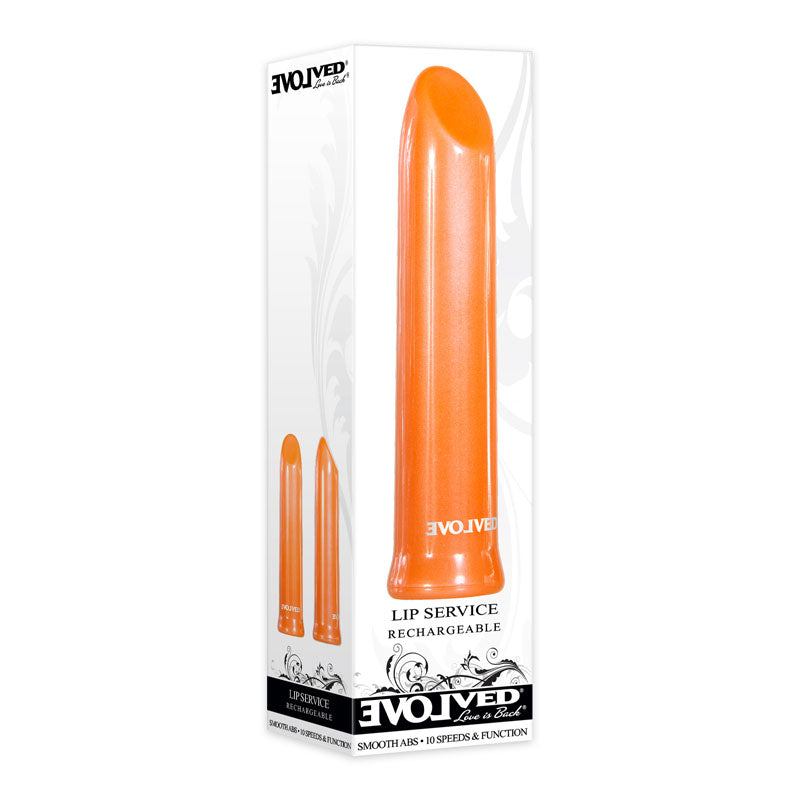 Evolved Lip Service - Orange 10 cm USB Rechargeable Lipstick Vibrator-EN-RS-7648-2