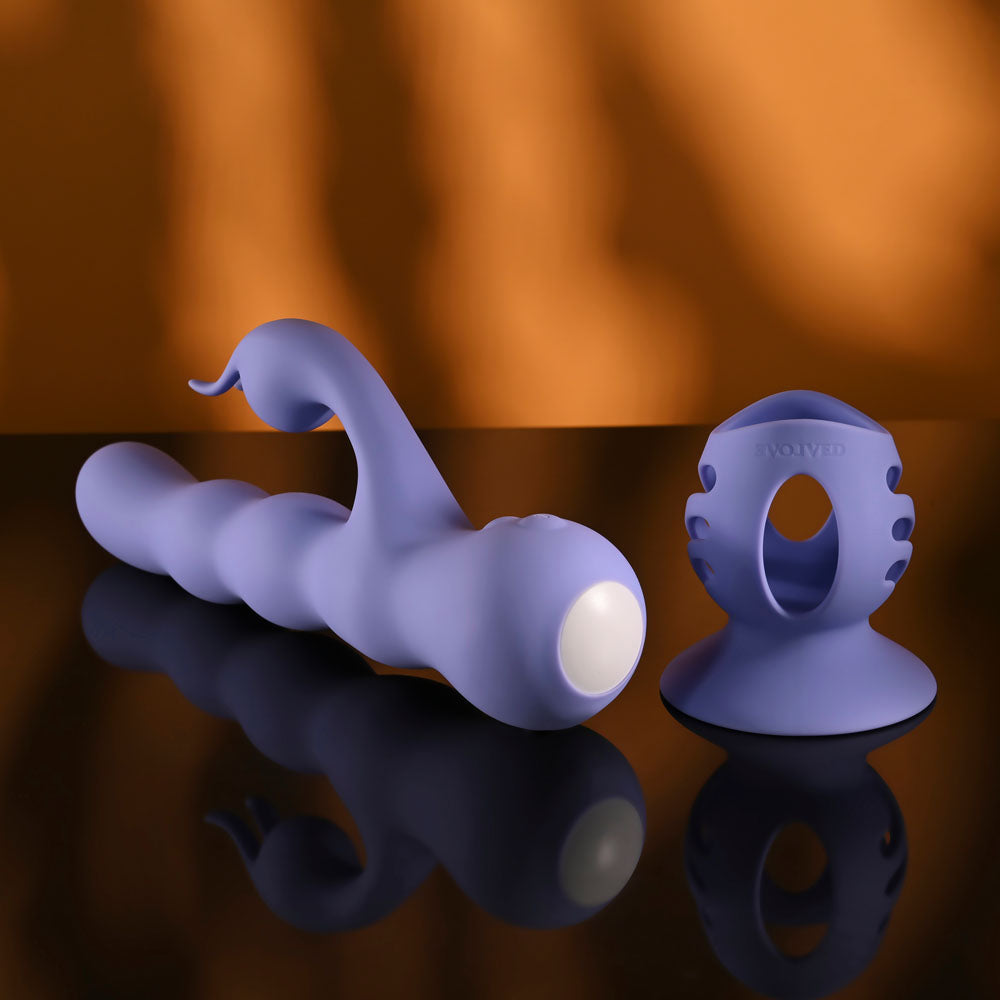 Evolved WIGGLY BUNNY - Purple USB Rechargeable Rabbit Vibrator with Suction Base - EN-RS-7715-2