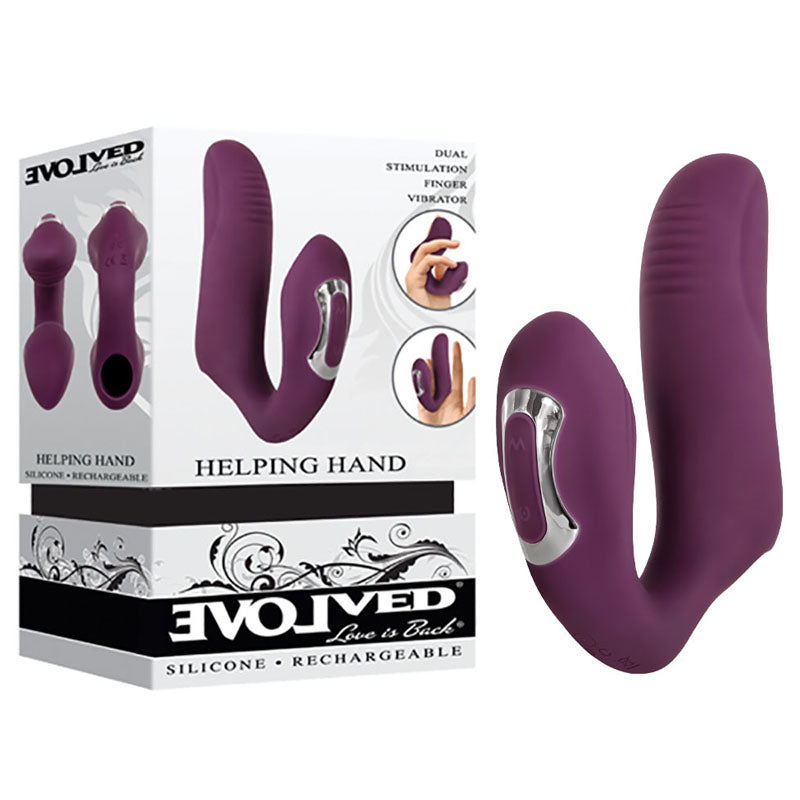 Evolved Helping Hand - Purple USB Rechargeable Dual Finger Stimulator-EN-RS-7747-2