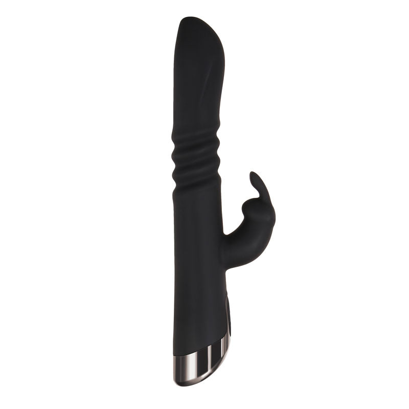 Evolved Rapid Rabbit - Black 25.4 cm USB Rechargeable Thrusting Rabbit Vibrator-EN-RS-8409-2