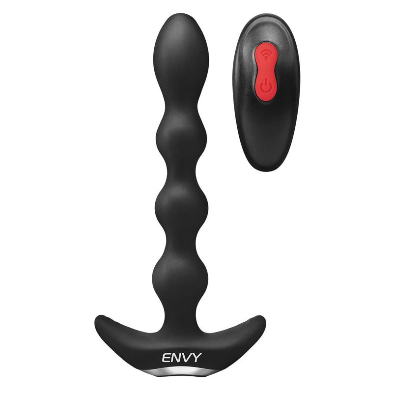 Envy Deep Reach Vibrating Anal Beads - Black 17.8 cm USB Rechargeable Vibrating Anal Beads with Wireless Remote-ENV-1002