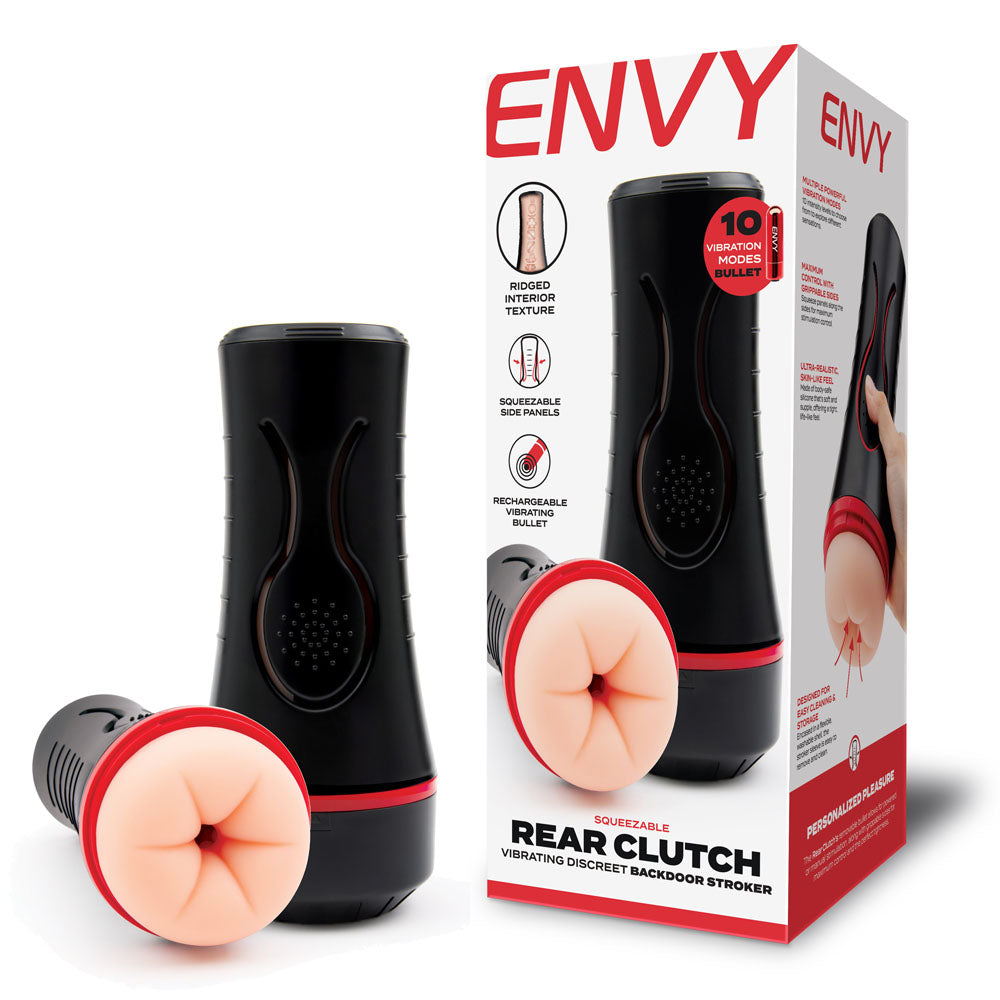 ENVY Squeezable Rear Clutch Stroker - Flesh Vibrating Anal Stroker-ENV-1006