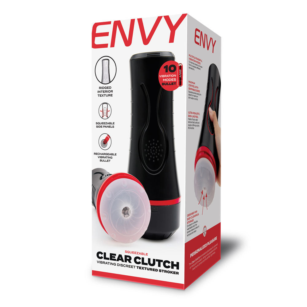 ENVY Squeezable Clear Clutch Stroker - Clear Vibrating Stroker-ENV-1007