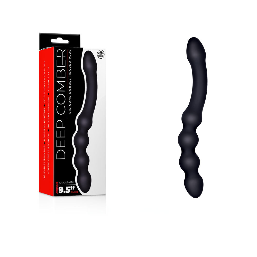 Deep Comber - Black 24 cm Silicone Beaded Double Dildo-F06Q032A00-010