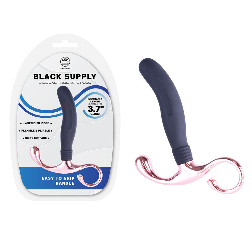 Black Supply - 9.4 cm Silicone Prostate Plug - Black 9.4 cm Silicone Prostate Plug - F06S056A00-010
