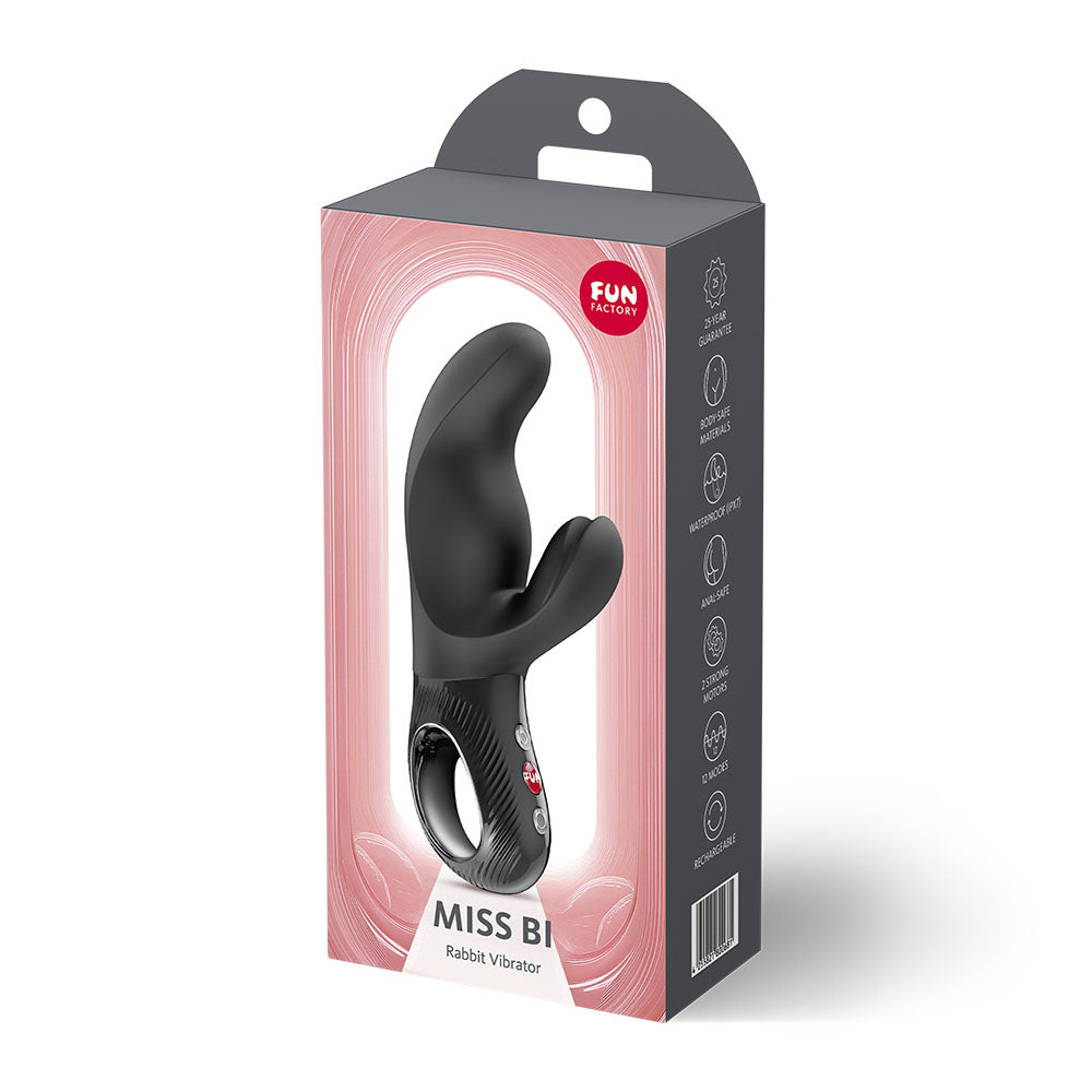 Fun Factory MISS BI Black - Black 17 cm USB-C Rechargeable Vibrator - FF000978BK01