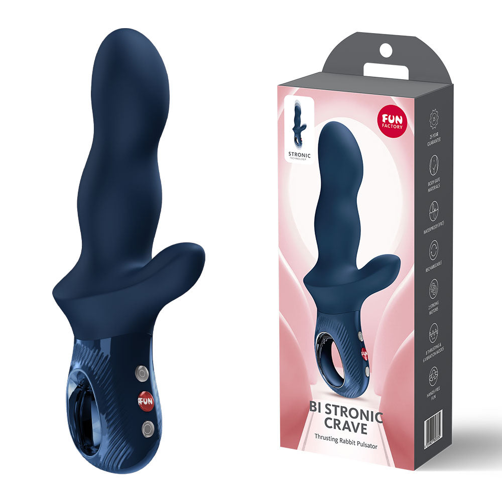 Fun Factory BI STRONIC CRAVE Nightblue - Nightblue USB-C Rechargeable Thrusting Vibrator - FF001019NB01
