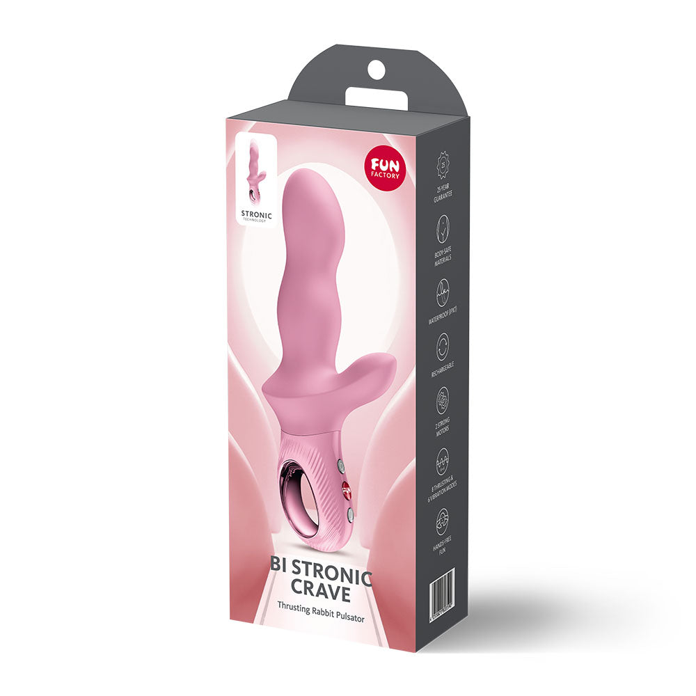 Fun Factory BI STRONIC CRAVE Rose - Rose USB-C Rechargeable Thrusting Vibrator - FF001019RO01