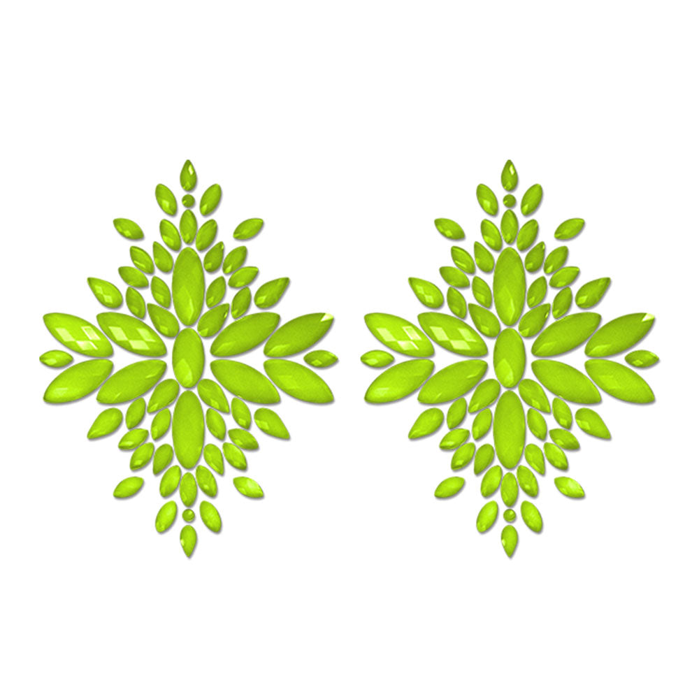 GLOW Fashion Pasties Set - Glow Green Crystals-FLA105-NGR-OS-B