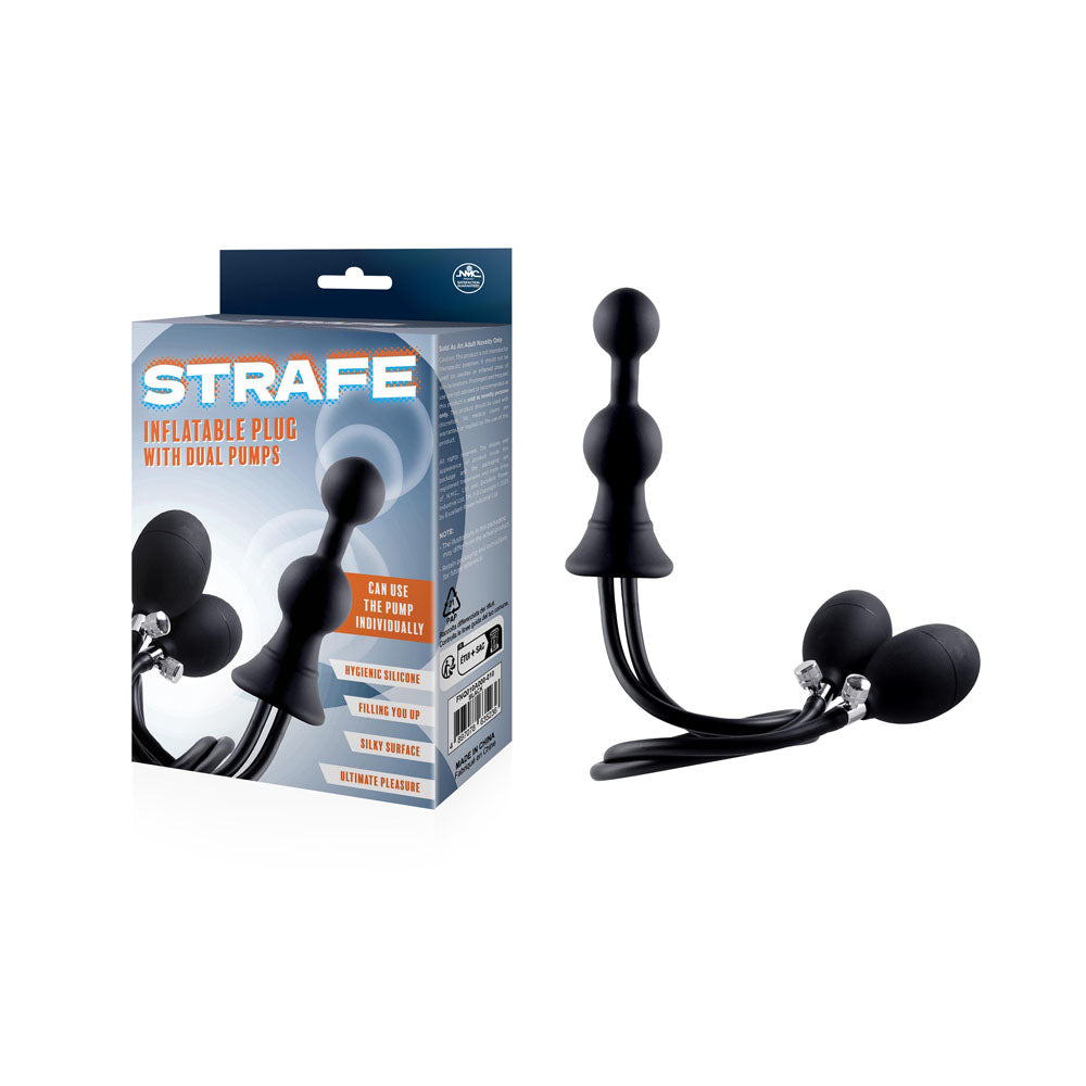 Strafe - Black Inflatable Butt Plug with Dual Hand Pumps-FNQ010A000-010