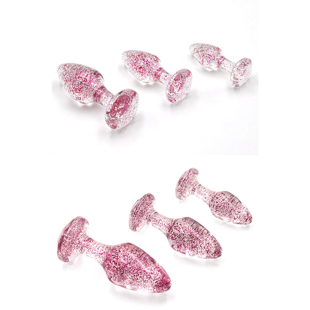 Adam and Eve Glitter Gem 3-Piece Butt Plug Set - Pink-(g135 6200)