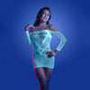 GLOW ASCENSION Long Sleeve Seamless Dress - 1Size - Glow In Dark Blue - One Size-GL2134-OS-B