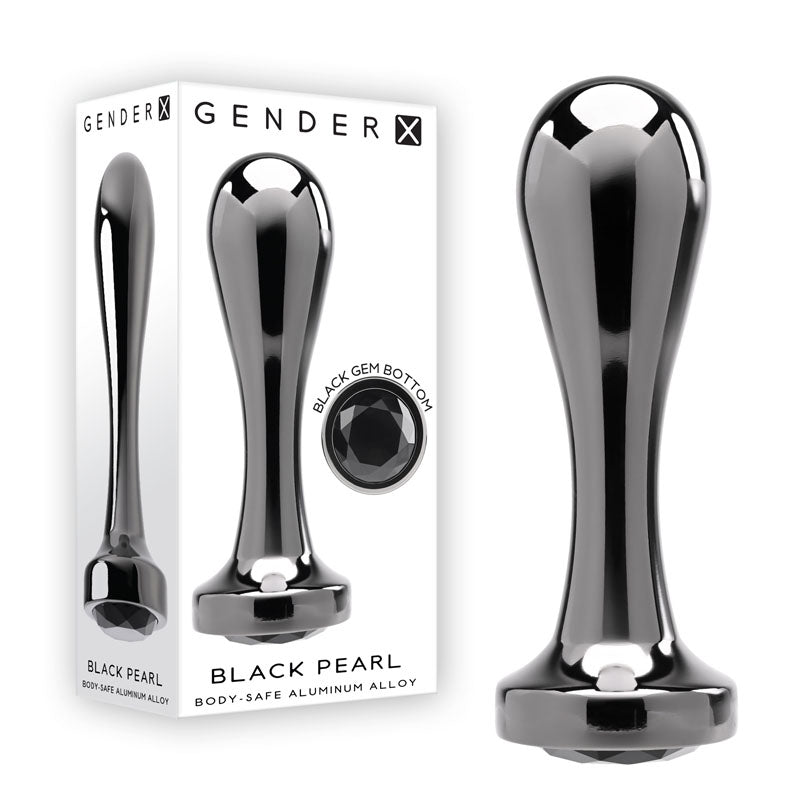 Gender X BLACK PEARL - Gunmetal 12.4 cm Metal Butt Plug with Black Gem Base-GX-BP-0228-2