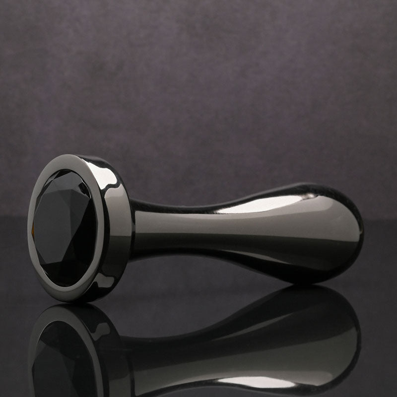 Gender X BLACK PEARL - Gunmetal 12.4 cm Metal Butt Plug with Black Gem Base-GX-BP-0228-2