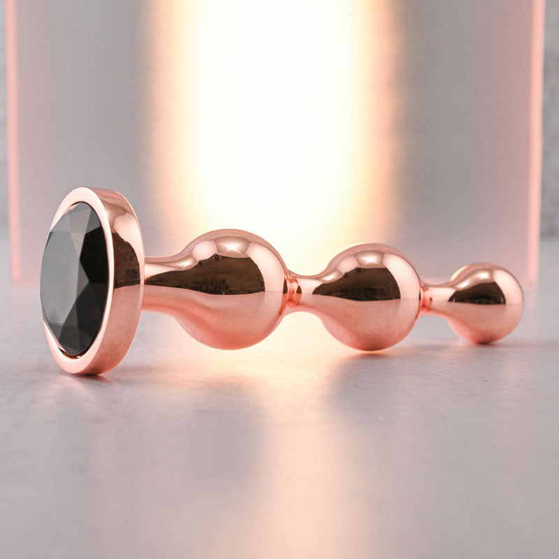 Gender X GOLD DIGGER Large - Rose Gold Large Butt Plug with Black Gem Base-GX-BP-9147-2