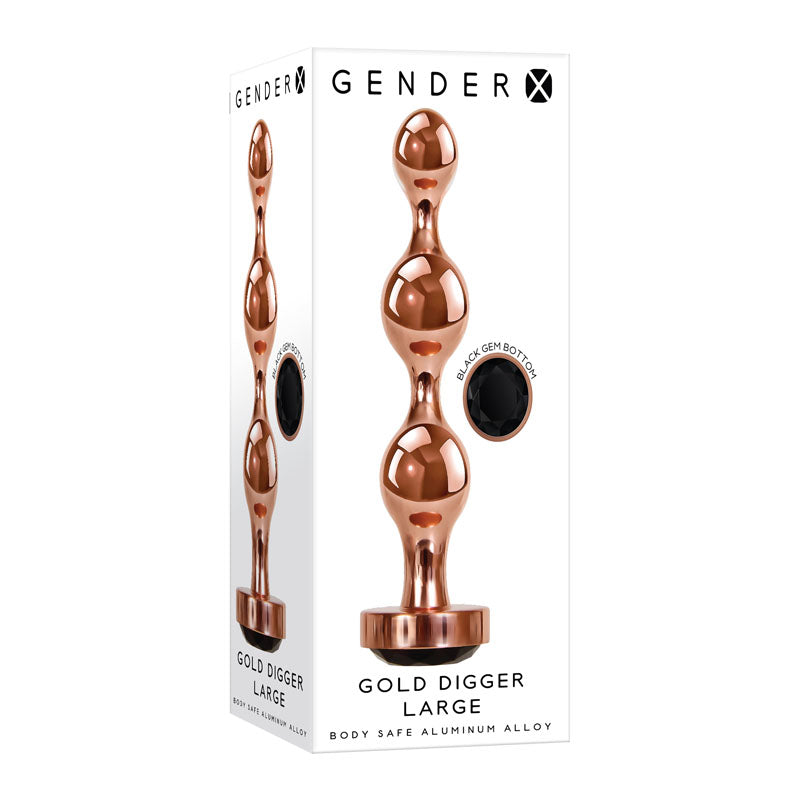 Gender X GOLD DIGGER Large - Rose Gold Large Butt Plug with Black Gem Base-GX-BP-9147-2