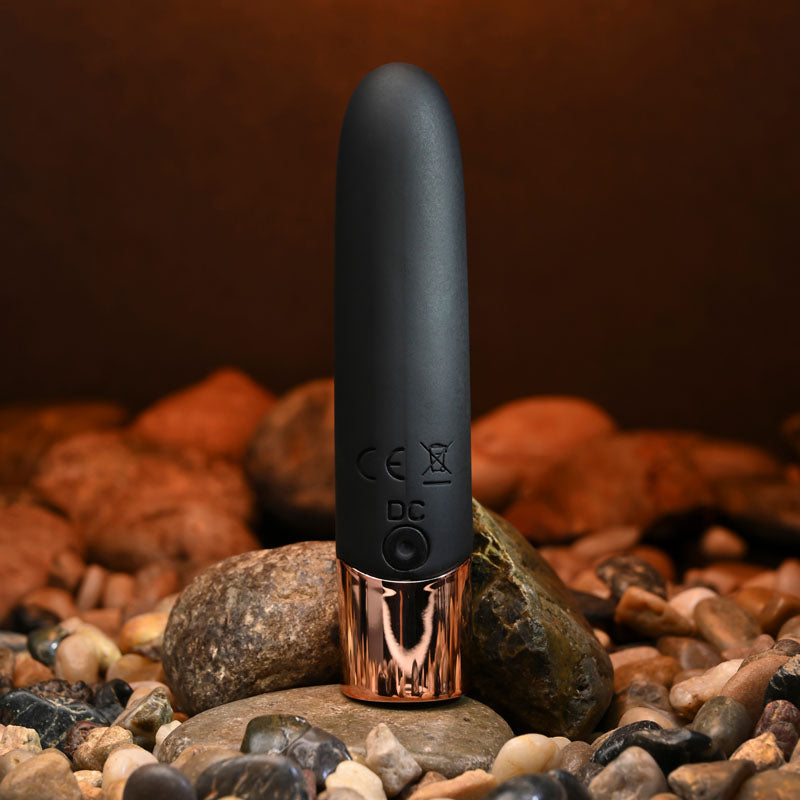 Gender X THE GOLD STANDARD - Black/Rose Gold 10 cm USB Rechargeable Bullet-GX-RS-1072-2