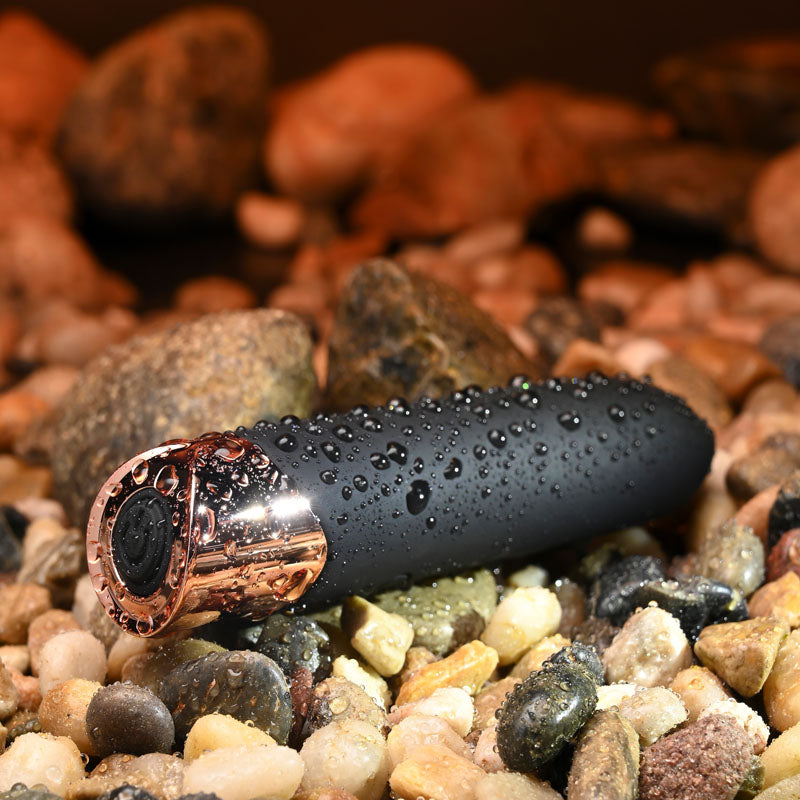 Gender X THE GOLD STANDARD - Black/Rose Gold 10 cm USB Rechargeable Bullet-GX-RS-1072-2