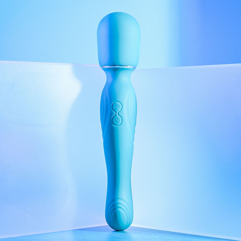 Gender X DOUBLE THE FUN - Blue 26.7 cm USB Rechargeable Dual Ended Vibrator Wand-GX-RS-2581-2