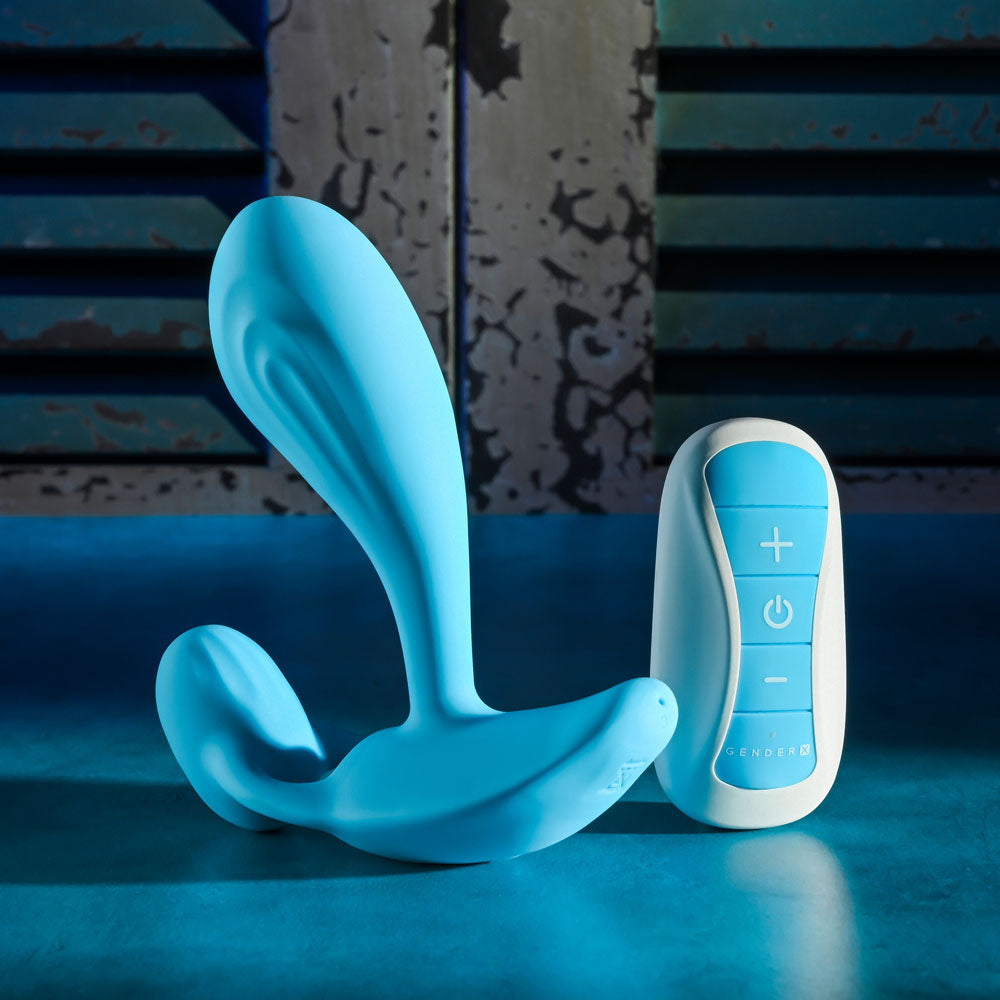 Gender X WEAR ME OUT - Blue 11.1 cm USB Rechargeable Wearable Vibrator with Wireless Remote-GX-RS-3823-2