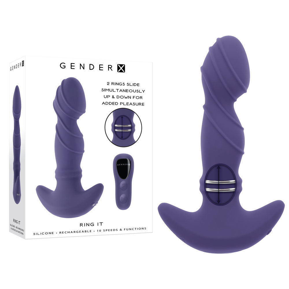 Gender X RING IT - Purple 16.5 cm USB Rechargeable Vibrator with Wireless Remote-GX-RS-4769-2