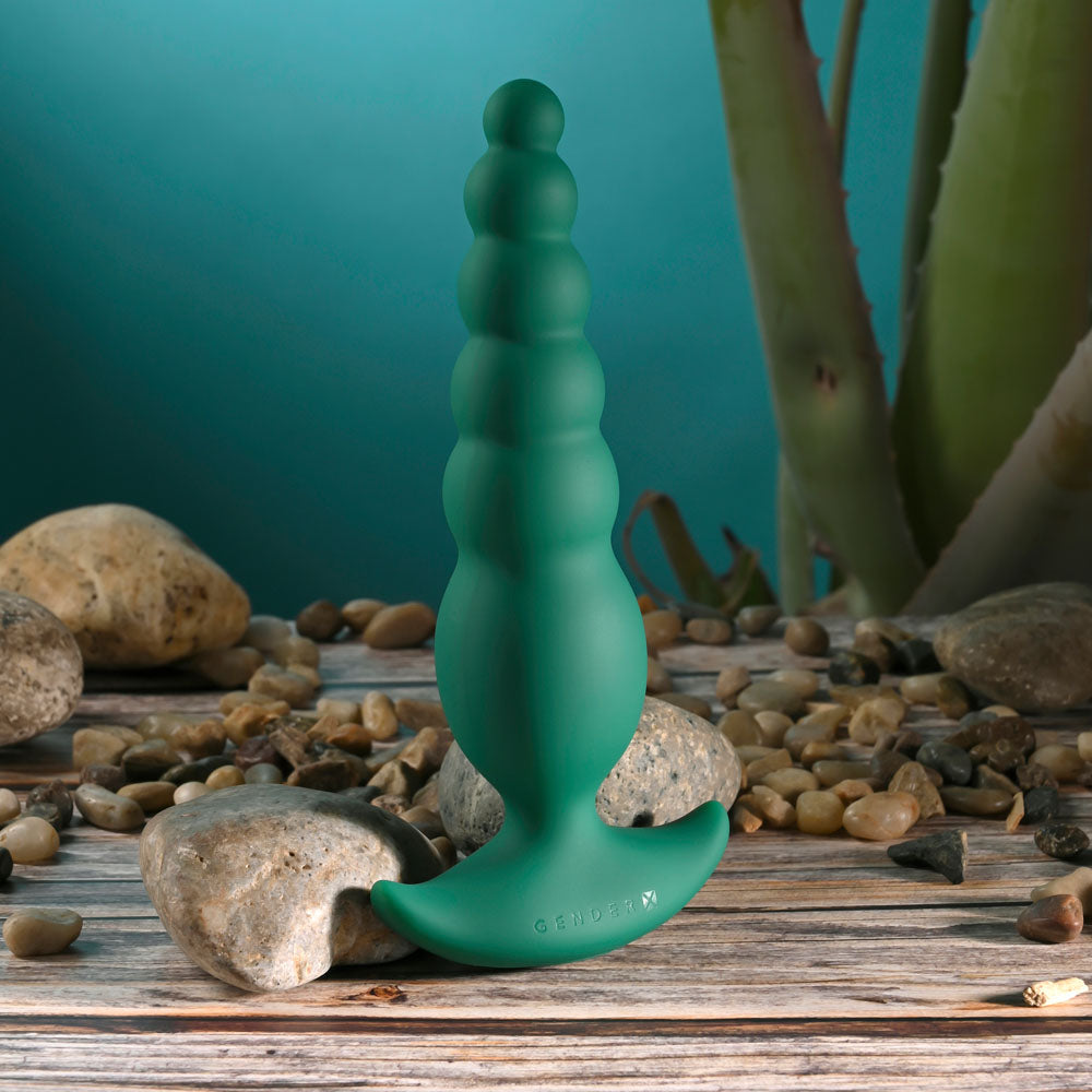 Gender X THE RATTLER - Green 17 cm USB Rechargeable Vibrating and Twirling Anal Plug - GX-RS-7357-2