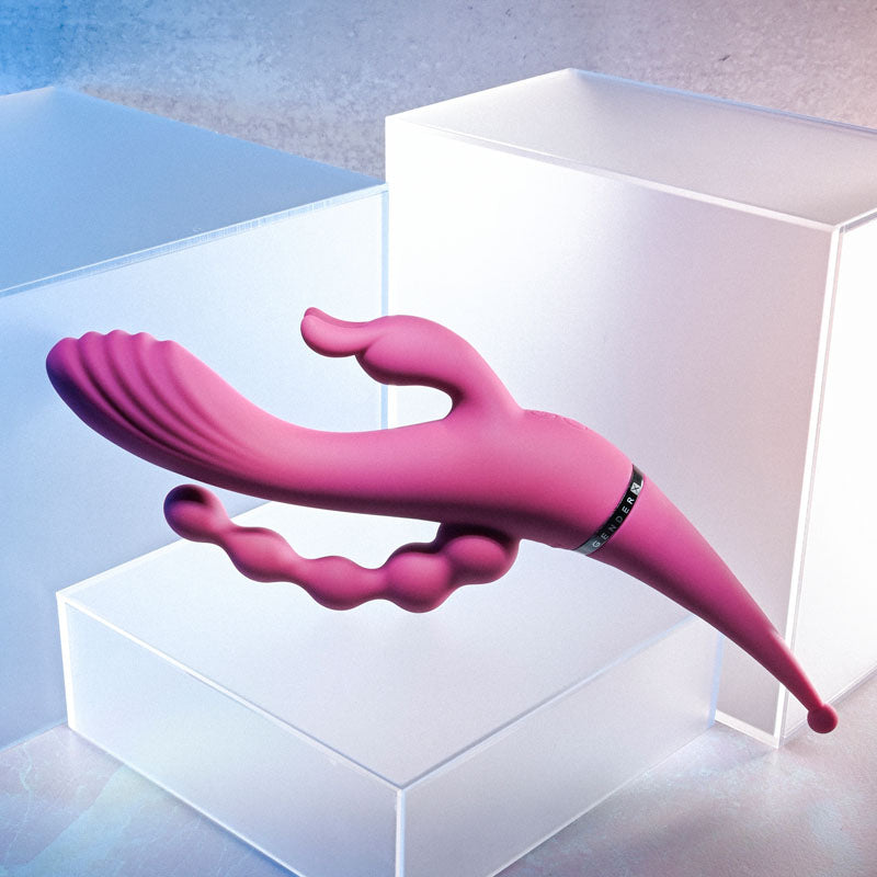 Gender X FOUR BY FOUR - Pink 27.5 cm USB Rechargeable Multi Vibrator-GX-RS-8867-2