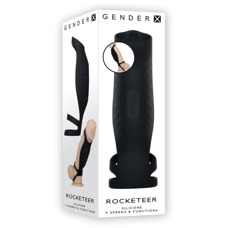 Gender X ROCKETEER - Black USB Rechargeable Vibrating Penis Sleeve-GX-RS-8959-2