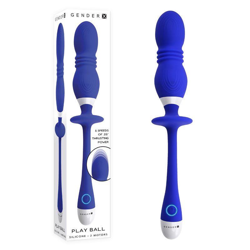 Gender X PLAY BALL - Blue 25 cm USB Rechargeable Thrusting & Vibrating Orbs-GX-RS-9215-2