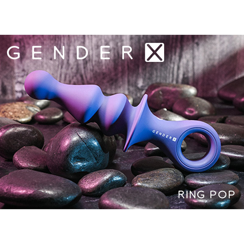 Gender X RING POP - Dark Blue 15.2 cm USB Rechargeable Vibrating Anal Plug-GX-RS-9383-2