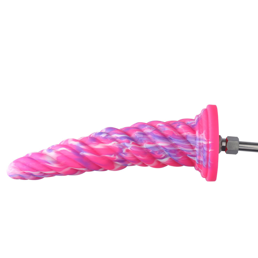 HiSmith Spiral Tapered Fantasy Dildo With Kliclok - Pink 25.5 cm Fantasy Dildo with Kliclok Machine Attachment - HSA104