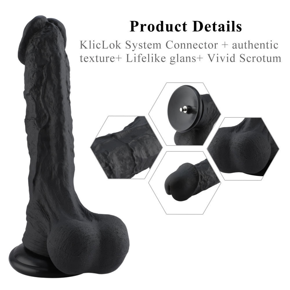 Hismith Huge Black 31.5 cm Dildo with Kliclok - Black 31.5 cm Dildo with Kliclok Machine Attachment - HSA111