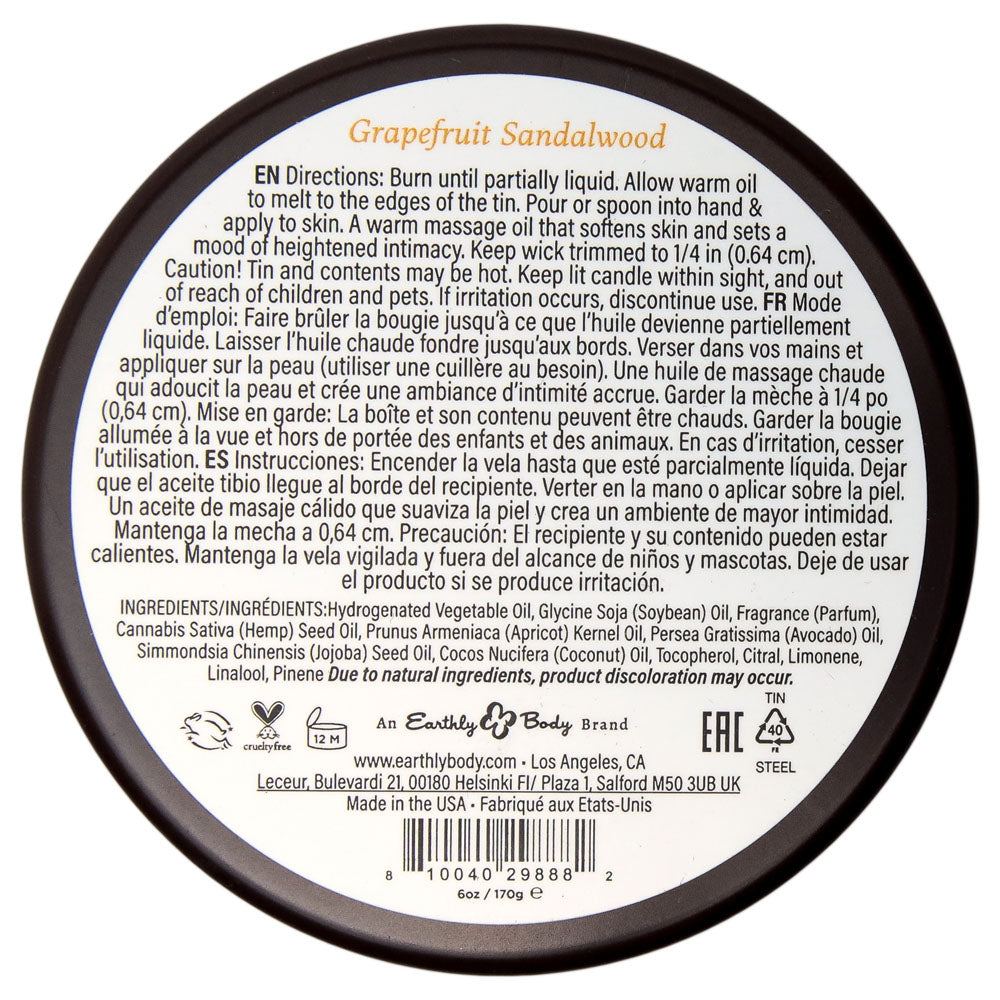 EB Aphrodisiac Massage Candle - Grapefruit Sandalwood - Grapefruit Sandalwood Scented Massage C