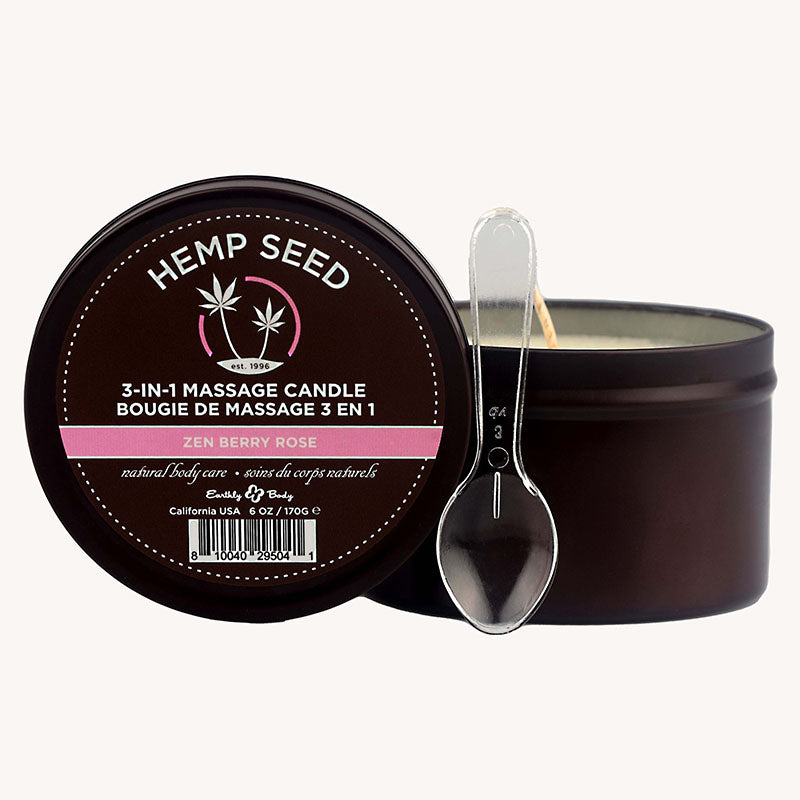 Hemp Seed 3-In-1 Massage Candle - Zen Berry Rose (Blackberry