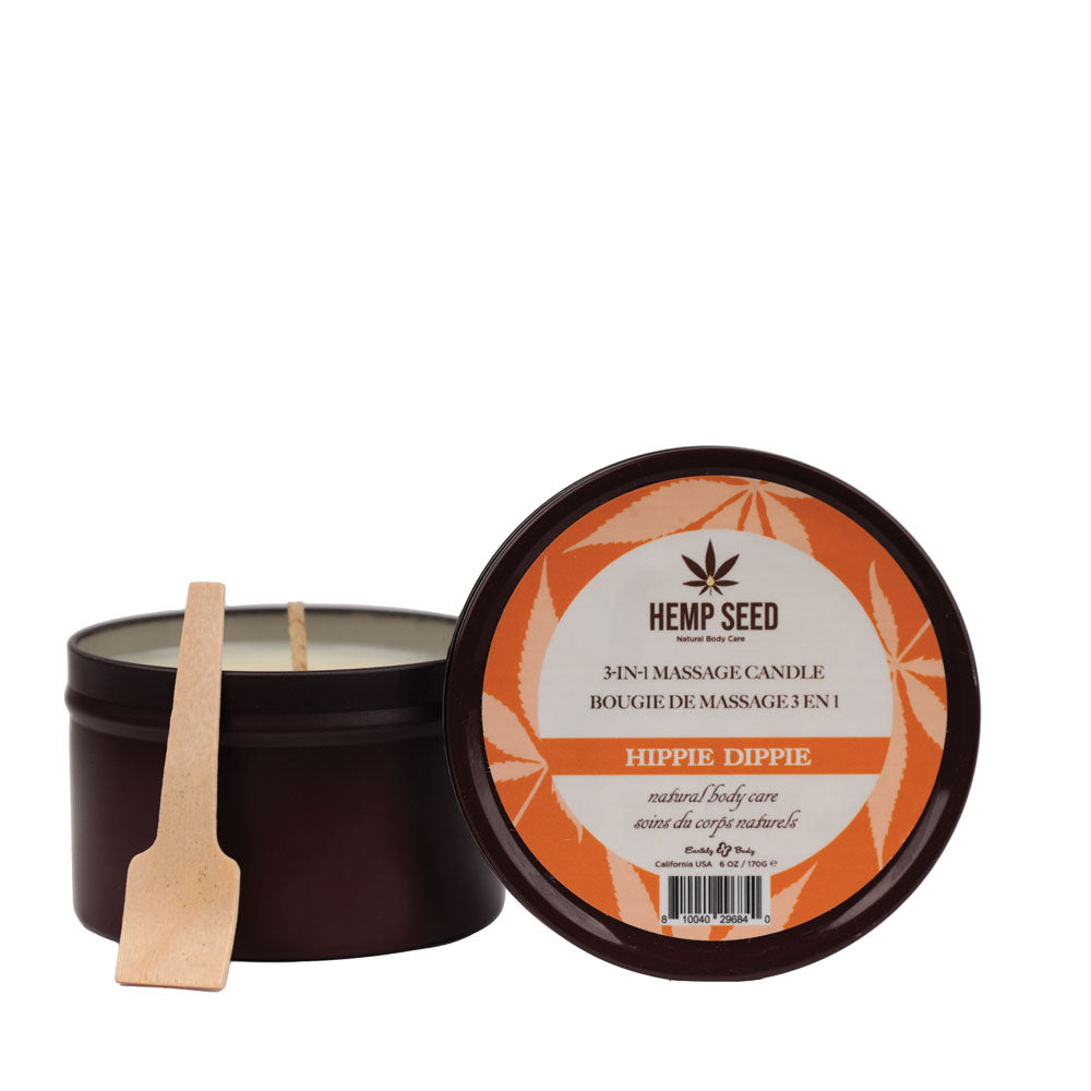 Hemp Seed 3-In-1 Massage Candle - Hippie Dippie (Toasted Coconut