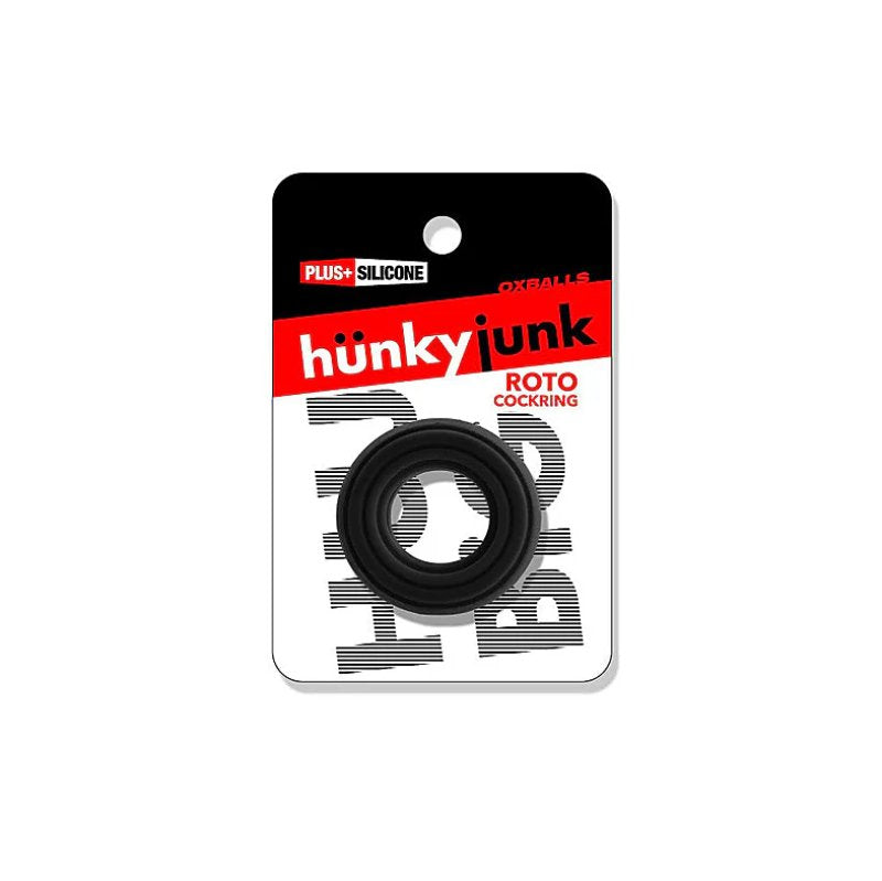 HUNKYJUNK ROTO grooved gripper-ribbed cockring BLACK FOG-HUJ-150-BFG