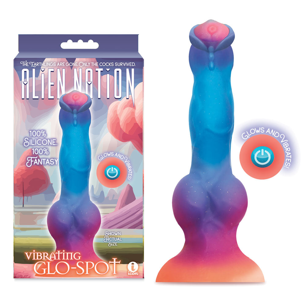 Alien Nation - Glo-Spot - Glow In Dark Coloured 21.6 cm USB Rechargeable Vibrating Fantasy Dong-IC1364