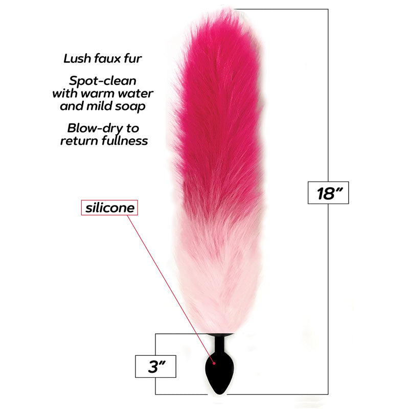 Foxy Fox Tail Silicone Butt Plug - Pink Gradient - 46 cm Tail-IC1400